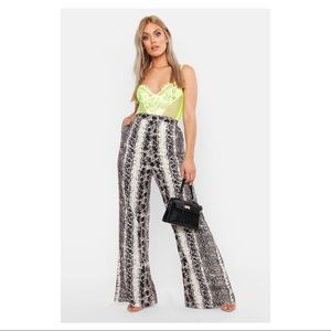Boohoo Plus Snake Print Wide Leg Pants